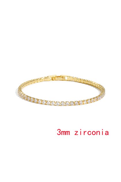 3mm Sparkling Cubic Zircon Tennis Bracelets for Women Luxury Dainty Stackable Gold Color Chain Cryst