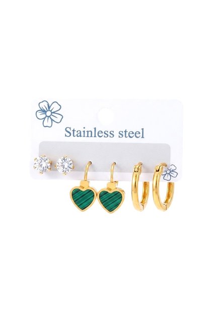 3 Pairs Steel Hoop Earrings Set