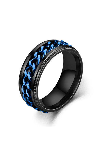8 D Fashion 8mm Spinner Ring For Men Women Stainless Steel Cuban Chain Spinner Fidget Band Release A
