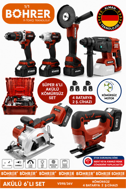 Lieber German Kömürsüz Brushless 6'lı Set 3 Akülü Somun Sökme