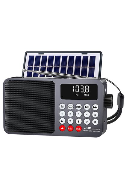 6108Grey Solar Portable FM Radio Rechargeable Bluetooth Speaker USB TF Card MP3 Music Player with Re
