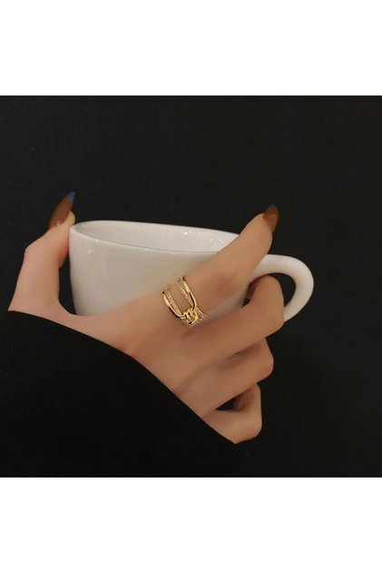 Gold Gold Color Irregular Opening Rings For Women Shiny Zircon Copper Silver Color Geometric Ring Fe