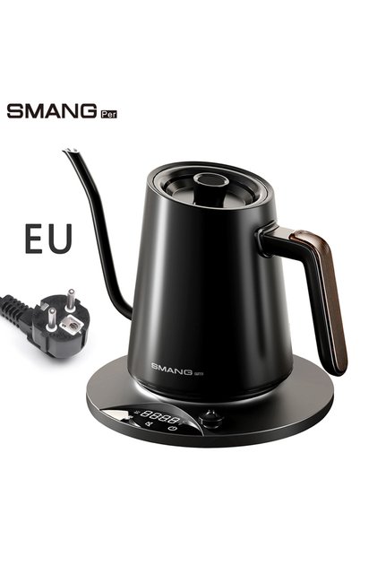 Black EU SMANG Gooseneck Electric Kettle 0.9L 1200W Intelligent Temperature Control Kettle Pour Over