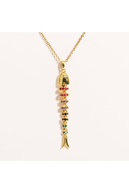 big fish gold Women's Fashionable Lithium Fish Necklace Light Luxury High-End Stainless Steel Temper