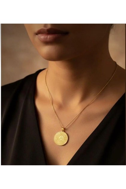 Gold Color Ayetel Kürsi Necklace