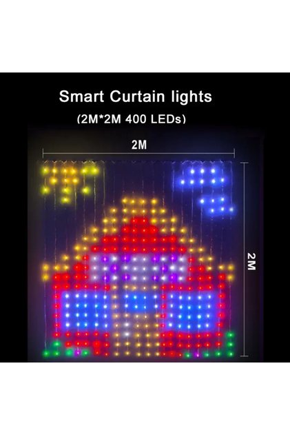 2x2m 400LEDs Smart LED Curtain Light APP Control RGB Dimmable DIY Pattern Music Ambient Lighting For