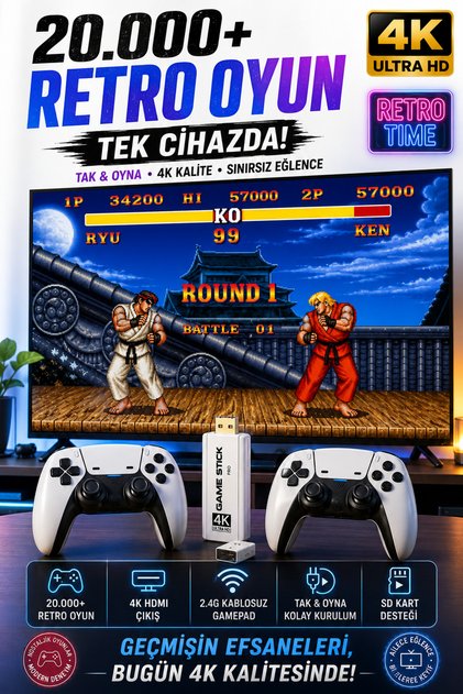 Zineets Gaming Atari 2.4g Uyumlu Kablosuz Çift Kol Atari Retro