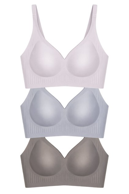 Seamless Bra - Slight | Laser Cut Seamless Slice Detailed Underwire-Free Women's Bra 3-Pack-2