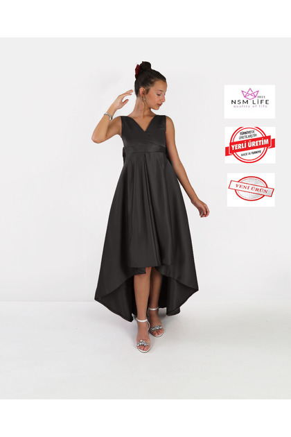 Girl's Asymmetrical Black Wrap Dress Birthday Party Graduation Dress
