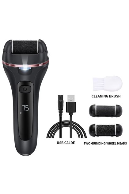 black Rechargeable Electric Foot Grinder - USB Powered Callus Remover with Adjustable Speed