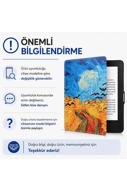 Kindle Paperwhite 4 - 10. Nesil 2018 Kitap Okuyucu Kılıfıı Buğday Tarlası