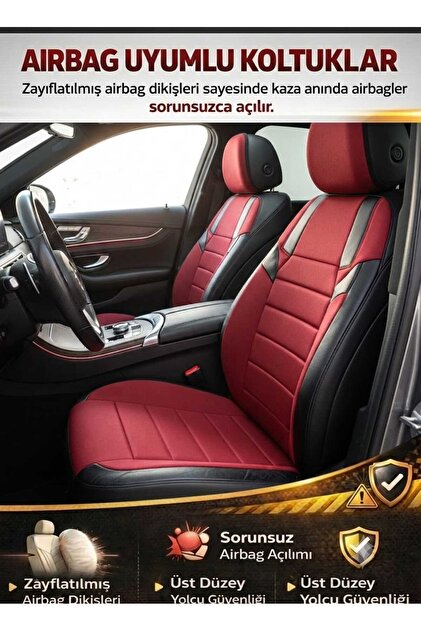 Mevas Monza Kırmızı Serisi Kia Rio 2012-2025 Koltuk Kılıfı TAM SET