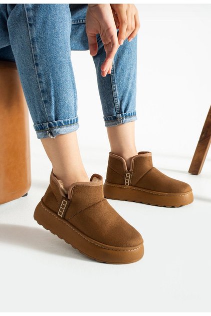Mini Boots Suede Fur Inside Furry Thick Sole Women's Boots