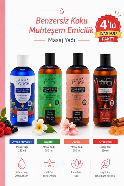 Masaj Yağı 4'lü Seri Afrodziyak+duyusal+egzotik+orman