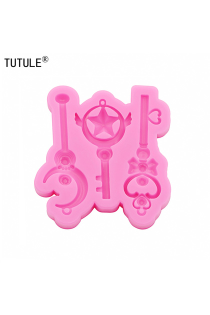 Pink DIY Kawaii Change Body Device Keychain Pendants Silicone Mould Epoxy Resin Jewelry Polymer Clay