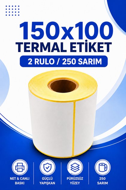 150X100Mm Thermal Label 2 Rolls 250 Wraps Without Ribbon Adhesive for Shipping, Logistics, Warehouse