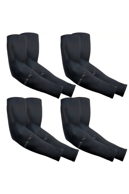 4 Pairs Of Black Ice Silk Sports Arm Sleeves for Outdoor Cycling Running Fitness UV Protection Breat