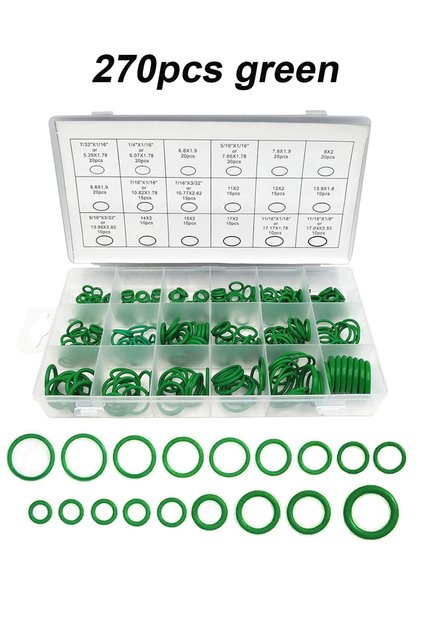 270pcs green 270/225Pcs 18 Sizes Air Conditioning HNBR O Rings Car Auto Repair Tools Rubber Air Cond