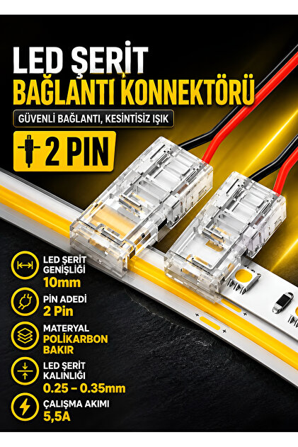 COB+SMD Şerit+Kablo T-L Bağlantı Konnektörü 10mm (5ADET)