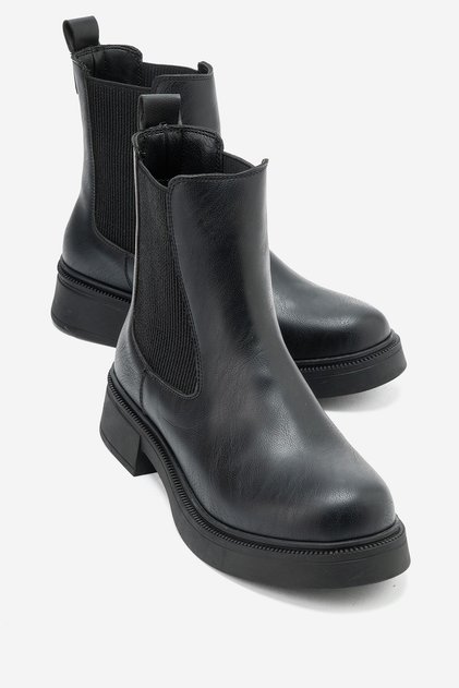 Women's Black Chelsea Boots with Elastic Sides