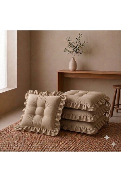 SIRTLI SACAKLI SANDALYE MINDERİ DORTLU TAKIM(45*45 CM) SUTLU KAHVE