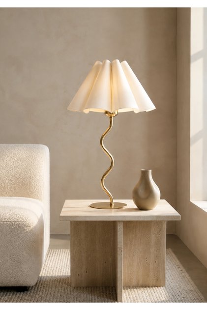 Zigzag Orijinal Gold Saten Ekru Kumaş Abajur 242411
