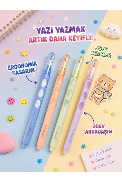 Ergonomik Tasarım Yumurtlayan Kalem 1 Adet - El Yormayan & Kolay Tutulabilir Soft Renk Yumurtlayan Kalem