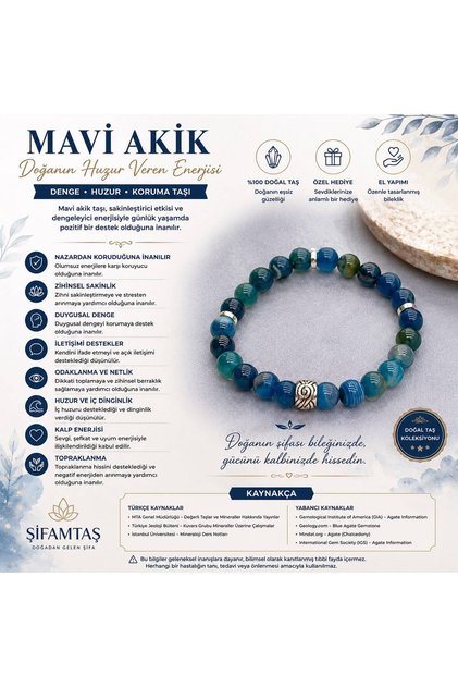 Blue Agate Natural Stone Bracelet