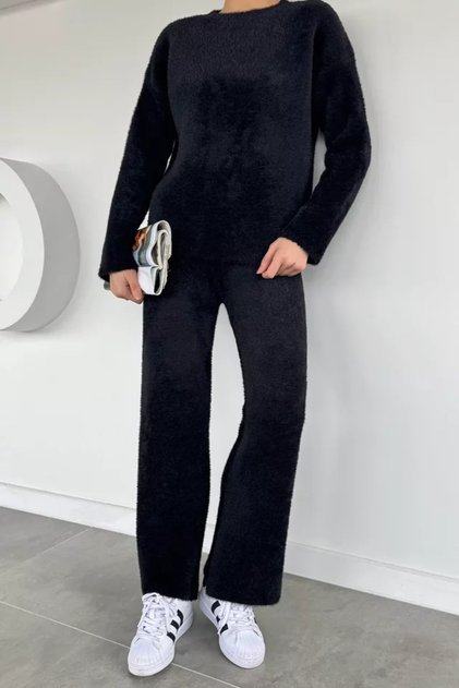 Gülseli Women's Bearded Soft Yarn Sweater Pants Knitwear Two-Piece Set