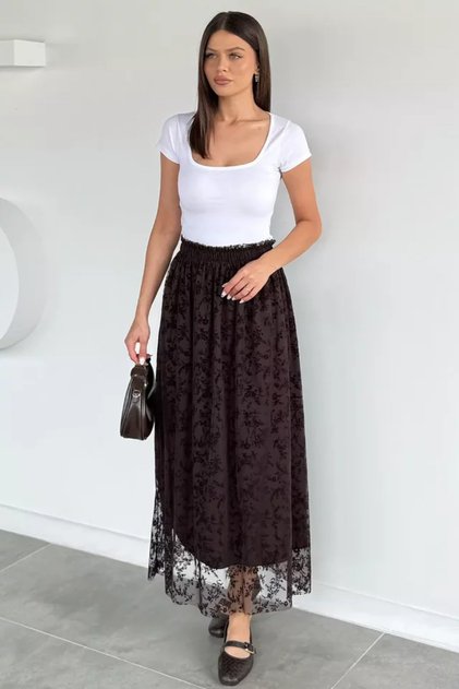 Women's Flocked Printed Lined Skirt (Fits 38-40-42-44)