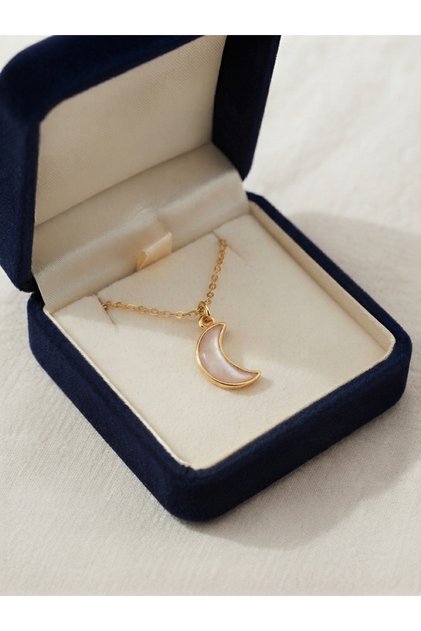 Gold Hilal Figürlü Detaylı Çelik Kadın Kolye (Kutusuzdur)