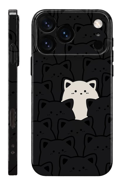 iPhone 17 Pro Max White Cat Protect Slim Glossy Full Covering Print Camera Protected Phone Case