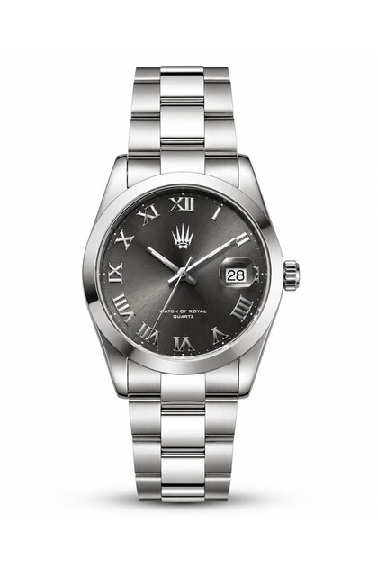 Aqualis Silver Black Steel Wristwatch