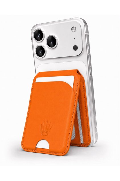 Orange Magnetic Adhesive 5-Chamber Magnetic Card Holder with Axis Stand (Rfid)