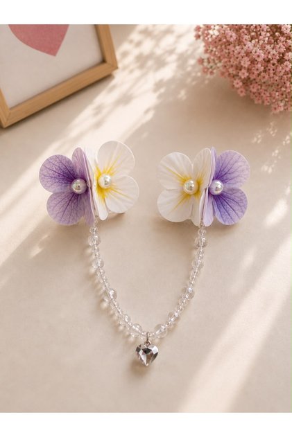 Girl's Floral Claw Clip Hairpin Bead Chain Braided Hair Accessory Special Day Birthday Party