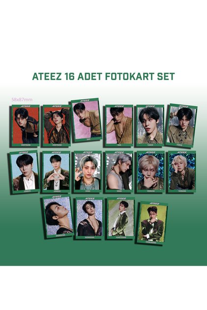 Ateez Kpop Fotokart Set 16 Kart Baskısı