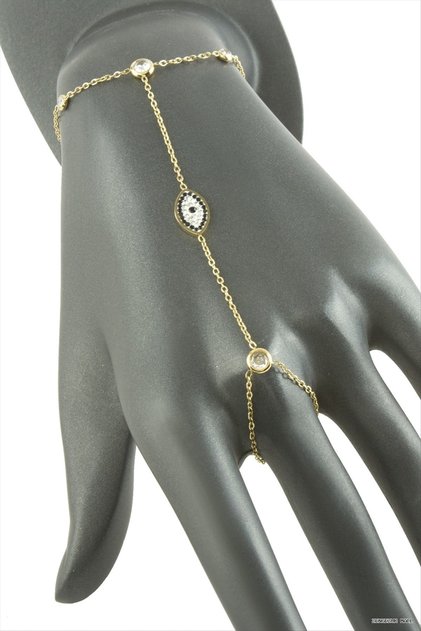 Zngzrmll Nazar Zircon Stone Luxury Steel (82517) Shahmeran Yellow