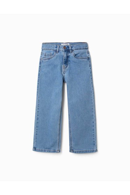 Straight Fit Denim Trousers With 5 Pockets For Girls, Blue