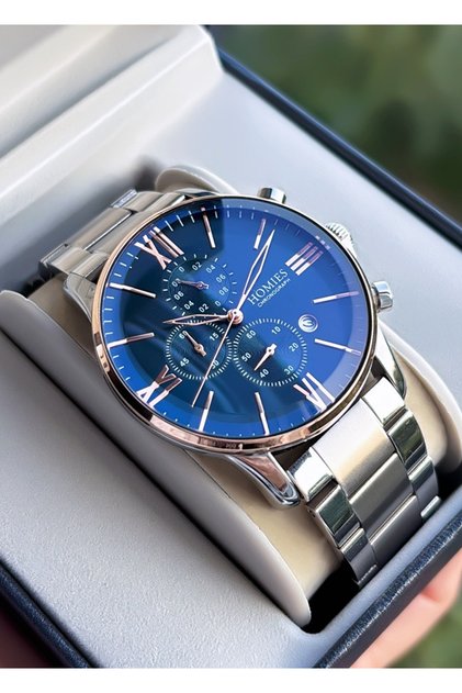 Steel Calendar Multifunction Guaranteed Men's Wristwatch