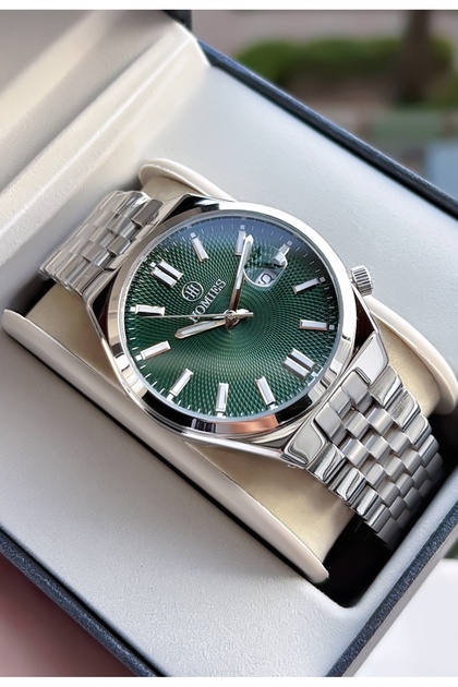 Steel Band Calendar Green Dial - Guaranteed Men's Wristwatch