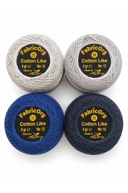 No:12 Cotton Like Etamin - Cross Stitch 4-Piece Thread Set-29 (6 Gr)