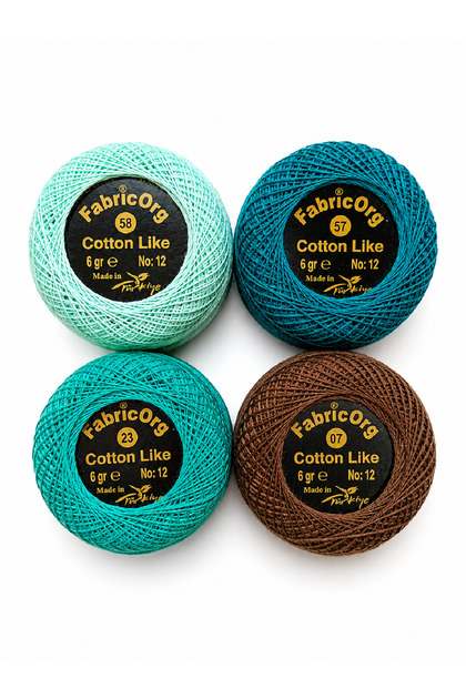 No:12 Cotton Like Etamin - Cross Stitch 4-Piece Thread Set-11 (6 Gr)