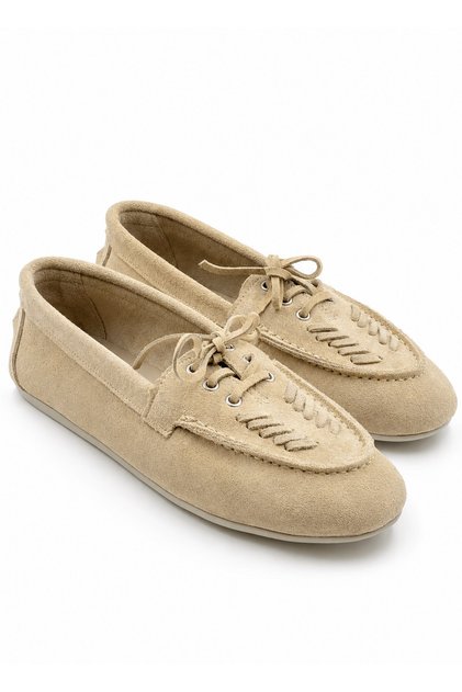 Alessa Loafer Women's Beige Genuine Suede Non-Slip Thermal Sole Loafer Shoes