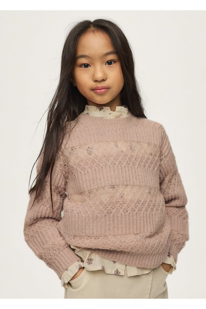 Girl's Crochet Openwork Sweater 7335
