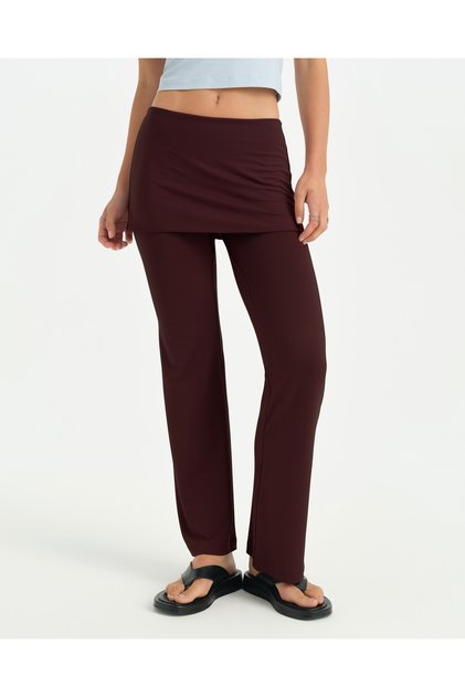 Women's Chestnut Ecovero ™ Viscose Wide Leg Regular Waist Mini Skirted Trousers