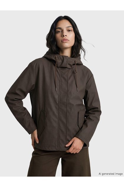 Two Mt Shop Quality Lcw Vision Brown Hooded Women's Raincoat