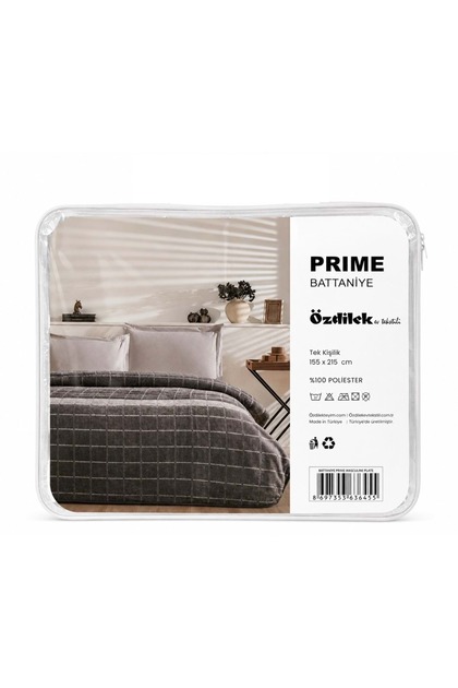 Prime -Masculine Plate K.Gri- Tek Kişilik Battaniye (155x215)