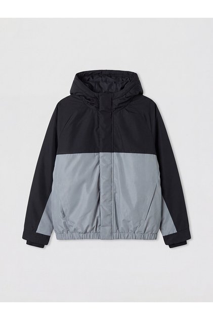 Lcw Kids Black Color Block Hooded Boys' Puffer Jacket