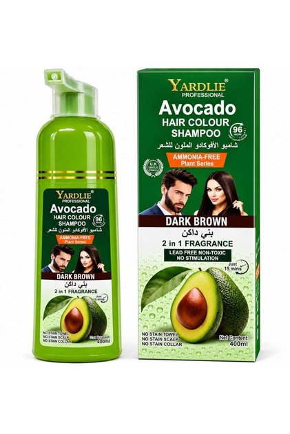 Avocado 2-in-1 Ammonia-Free Hair Color Shampoo, Dark Brown, 400ml