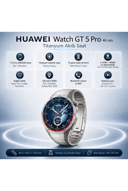 Watch GT5 Pro 46 mm Akıllı Saat Titanyum